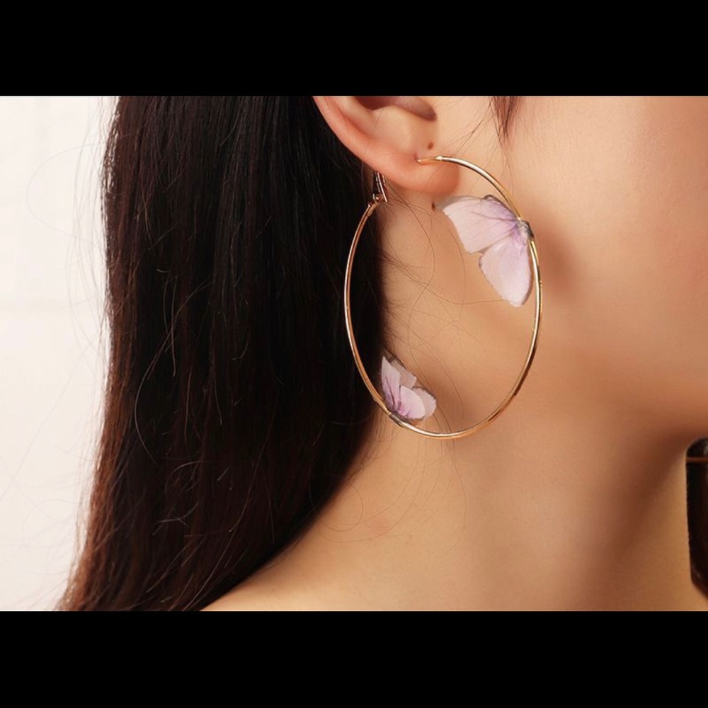 3D Butterfly Earrings Hoops